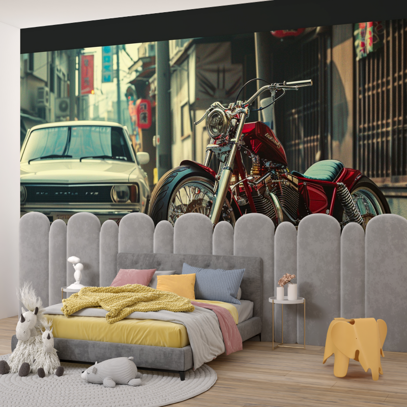 Papier peint moto et voiture garcon345