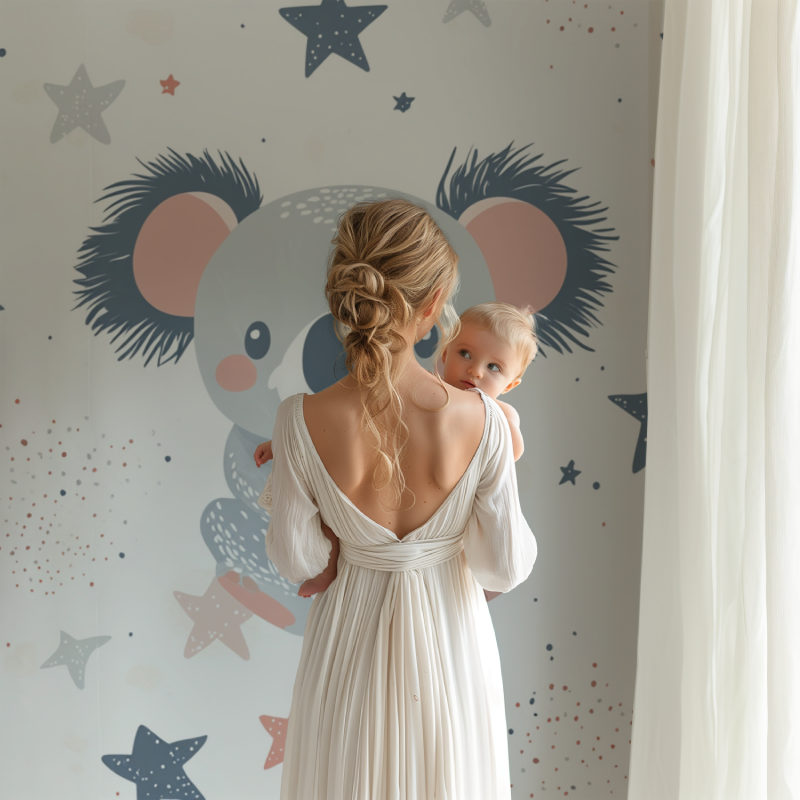 Papier peint koala qui fait un calin a une etoile bb123
