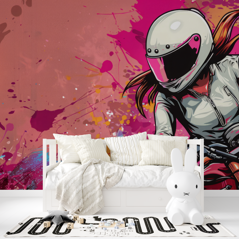 Papier peint moto fille tapisserie fille