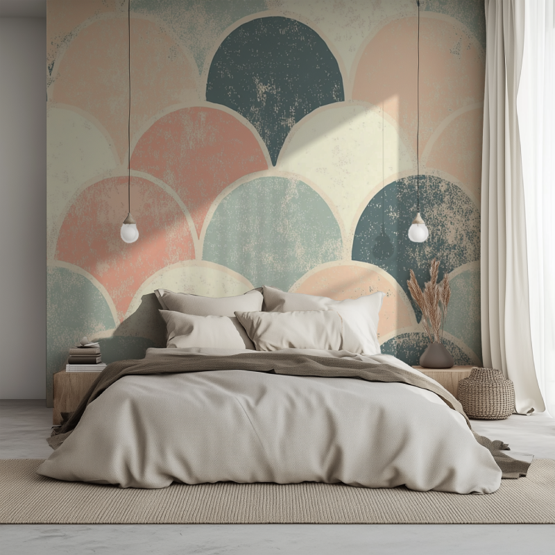 Papier peint vintage losanges lit 1234