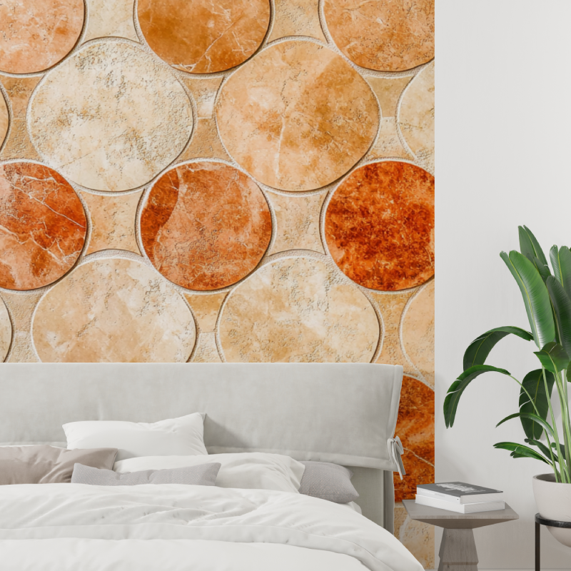 Papier peint terracotta effet mosaique tapisserie tendance