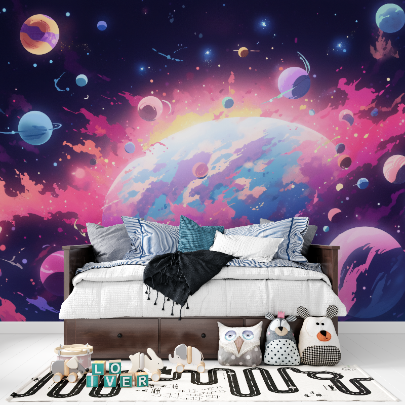 Papier peint murale espace nebu...anetes tapisserie pour ado