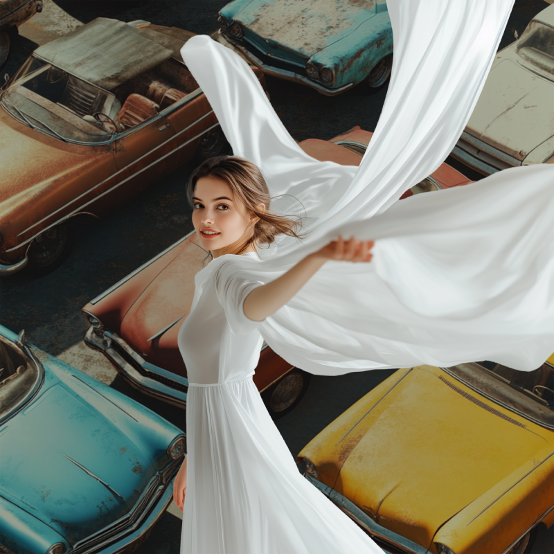 Papier peint vintage voiture trompe loeil modele