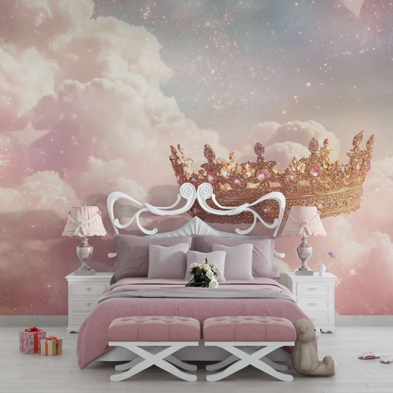 Papier peint princesse couronne scintillante chambre filles