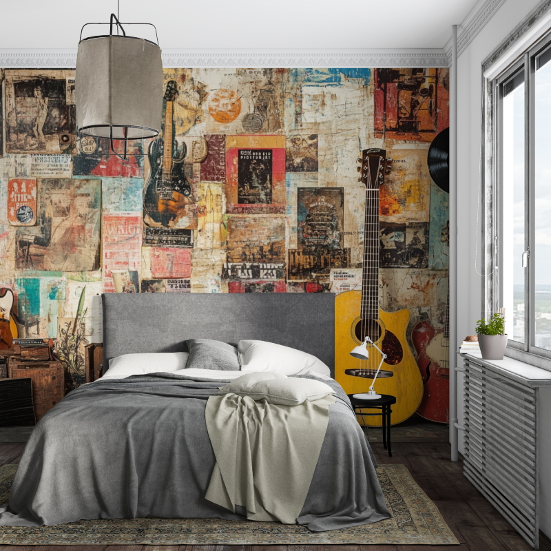 Papier peint vintage style piece ados