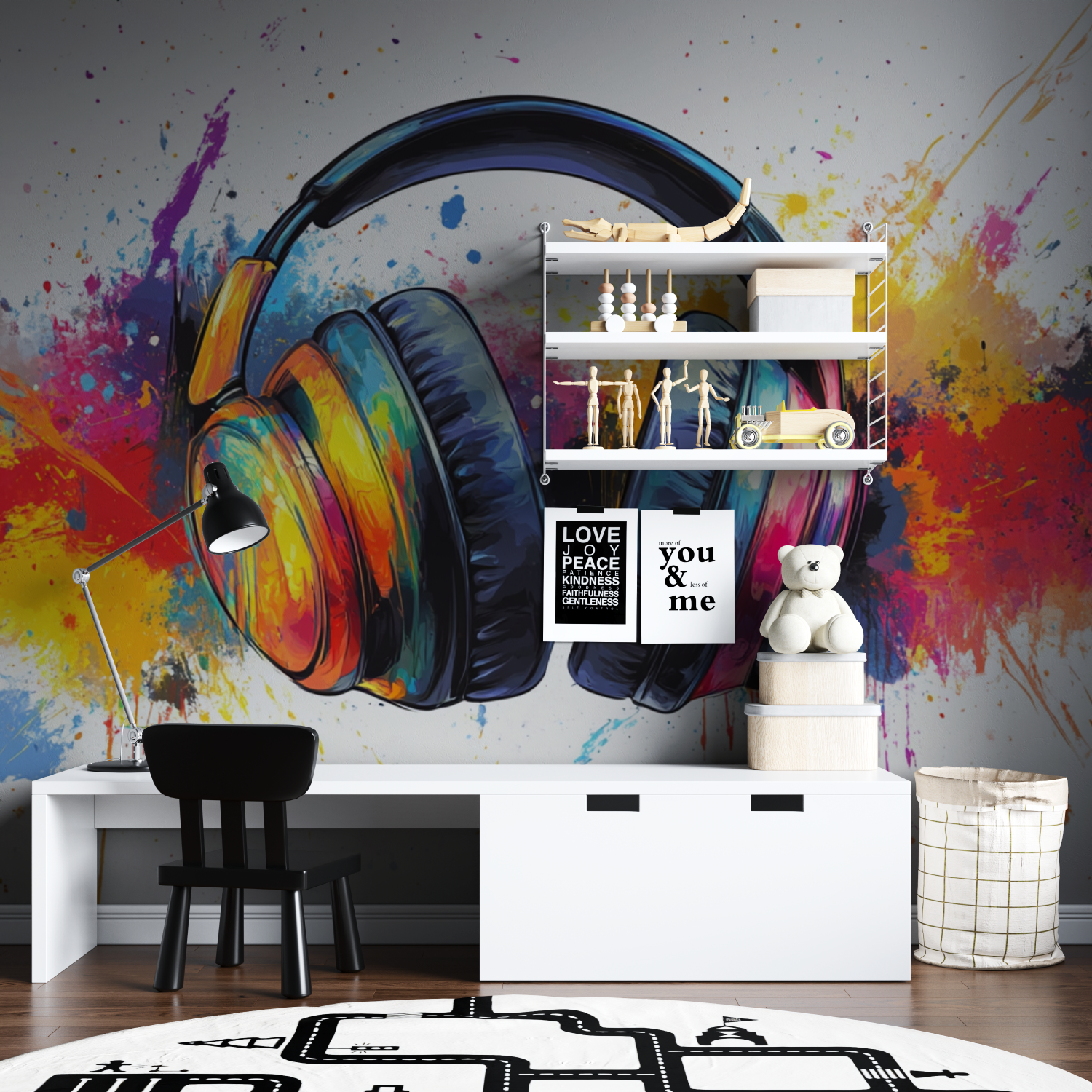 Papier peint casque art graffiti tapisserie garcon