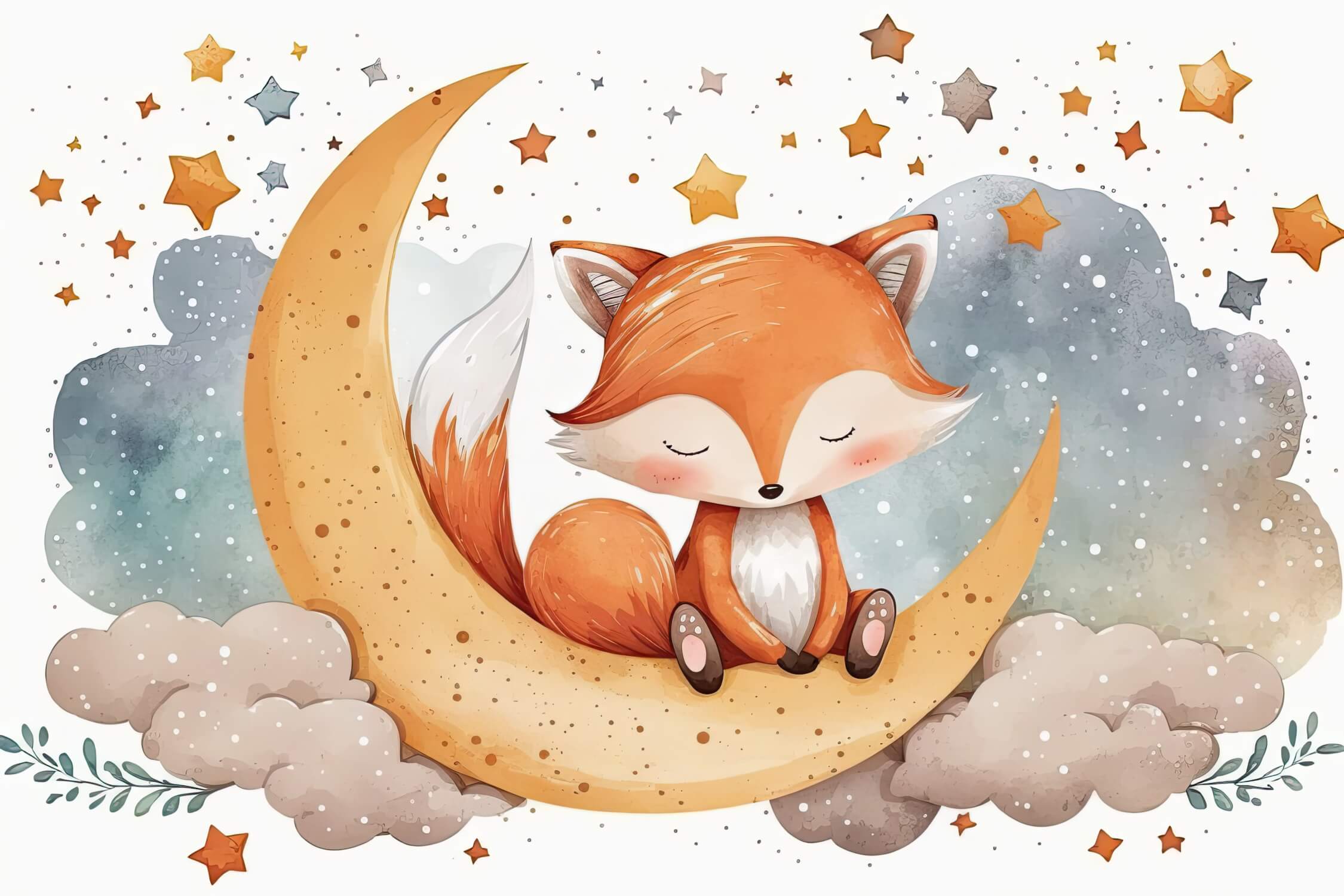 Papier Peint Renard Et Étoiles