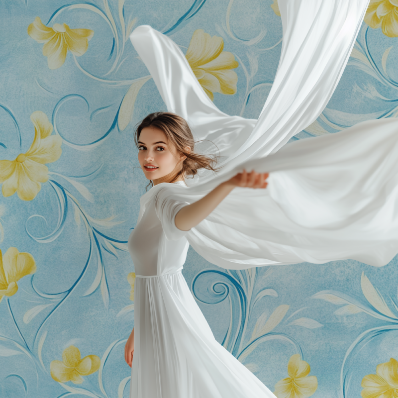 Papier peint vintage jaune et bleu modele