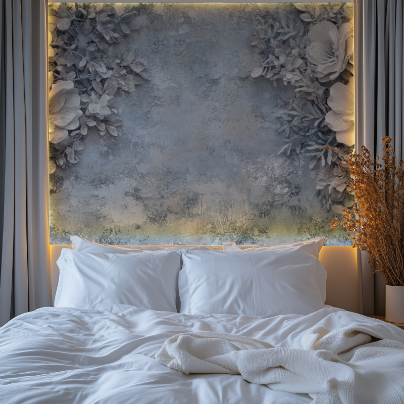 Papier peint vintage gris bleu pale chambre premium