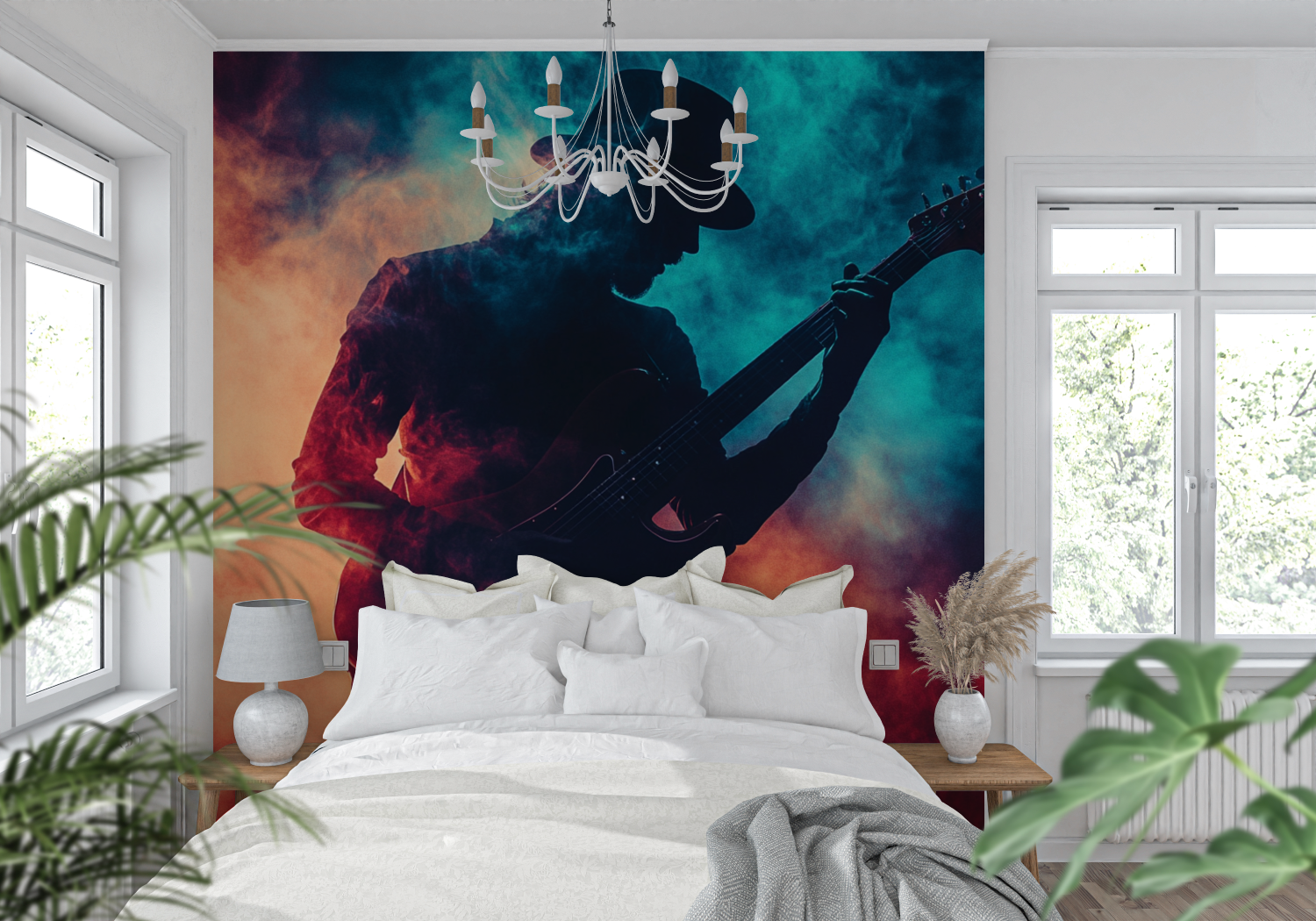 Papier peint guitariste lets rock tendance mur