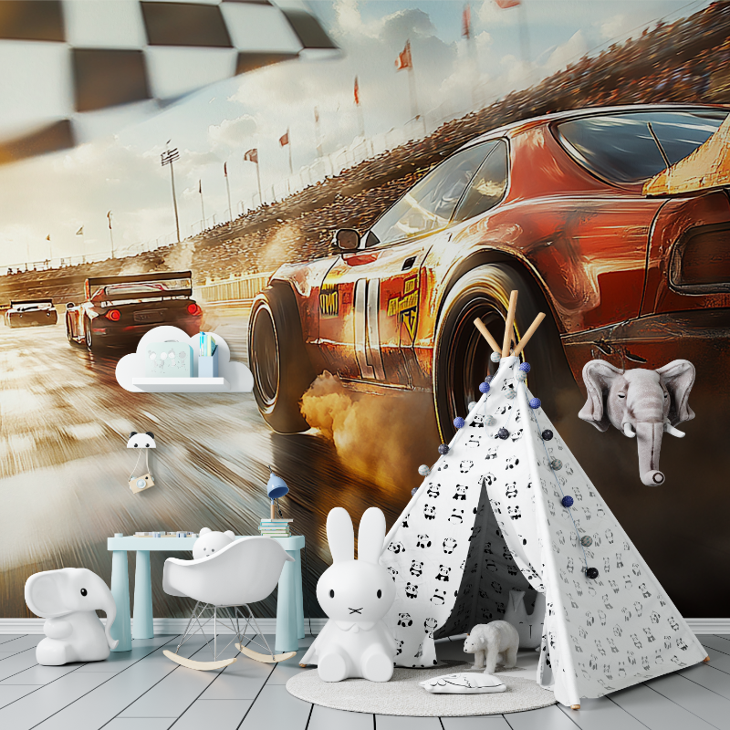 Papier peint voiture de course tapisserie murs