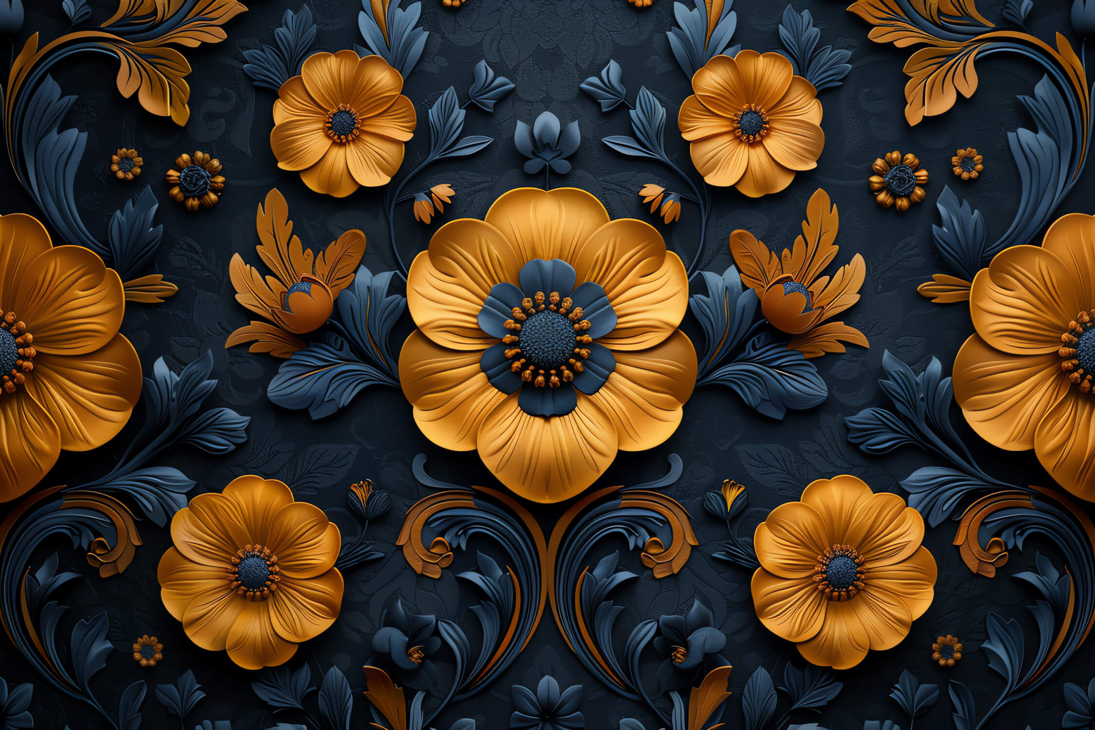 Papier Peint Orange Et Bleu Pétrol