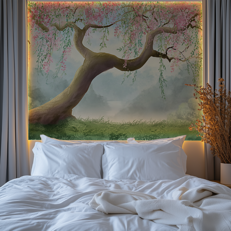 Panoramic cherry tree mural wallpaper chambre premium