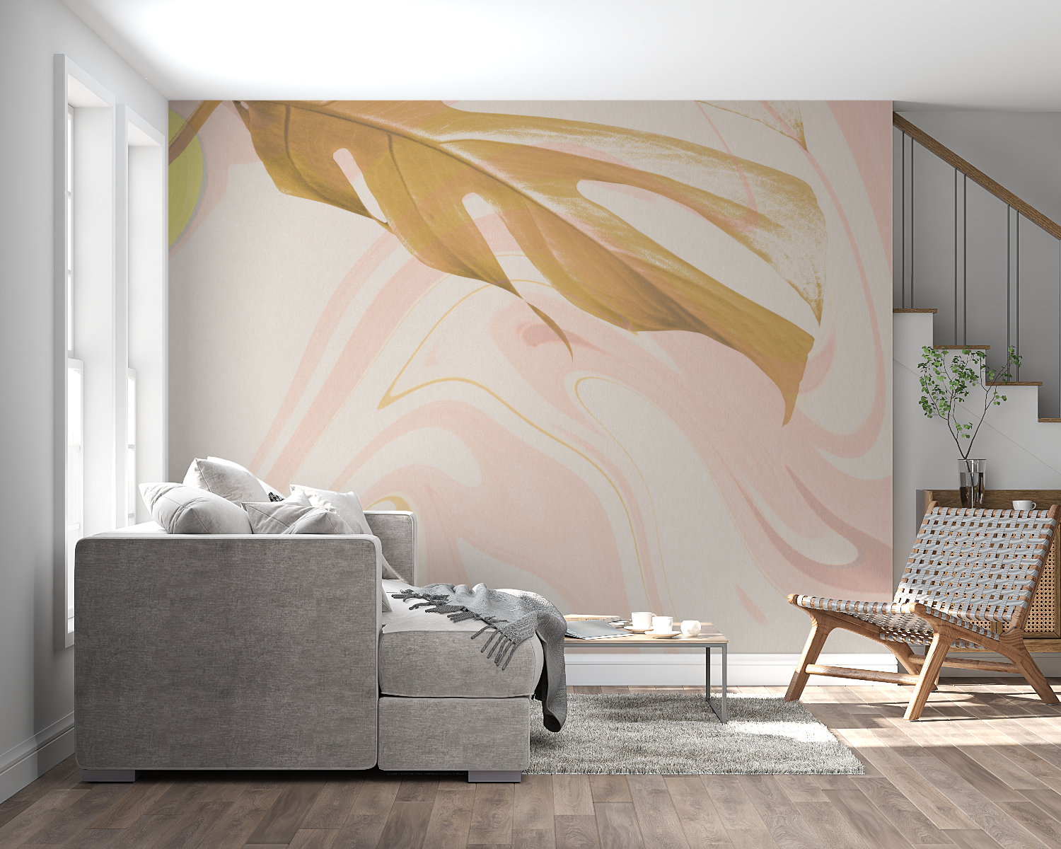 Papier peint aquarelle degrade cocooning panoramique mural