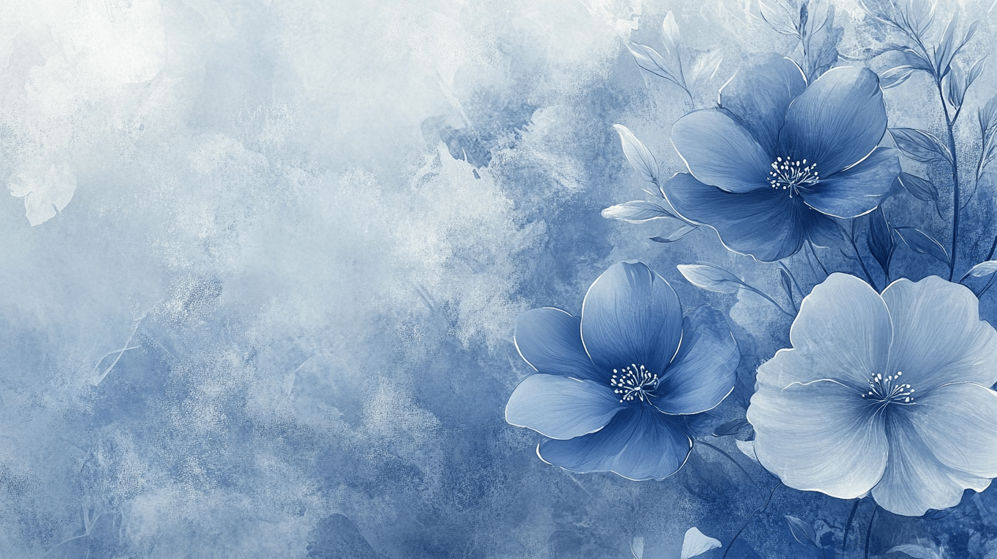 Papier Peint Fleur Vintage Bleue