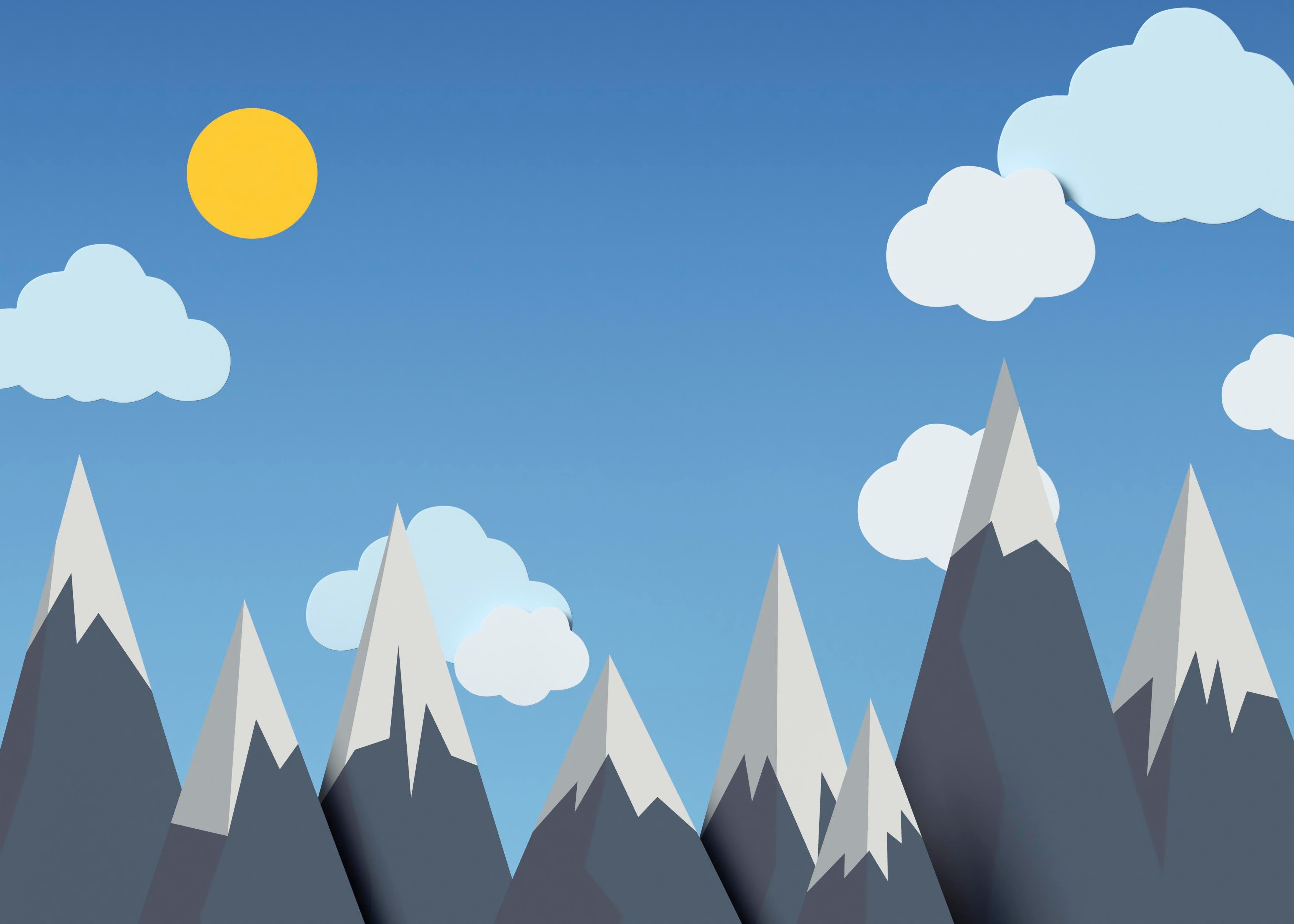 Papier peint montagnes bleu bébé