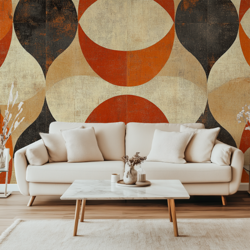 Papier peint vintage geometrique canape simple
