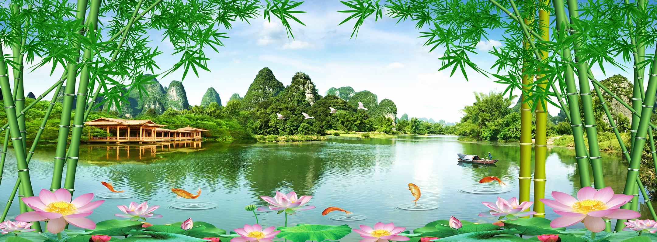 Wallpaper murale personalizzato Wallpaper Mountain Water Paesaggio Naturale Foto Sfondo Murales Soggio