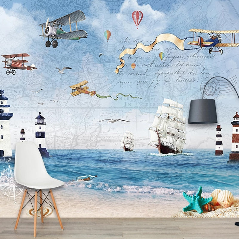 Carta da parati aeroplano <br/> Spiaggia e Marina
