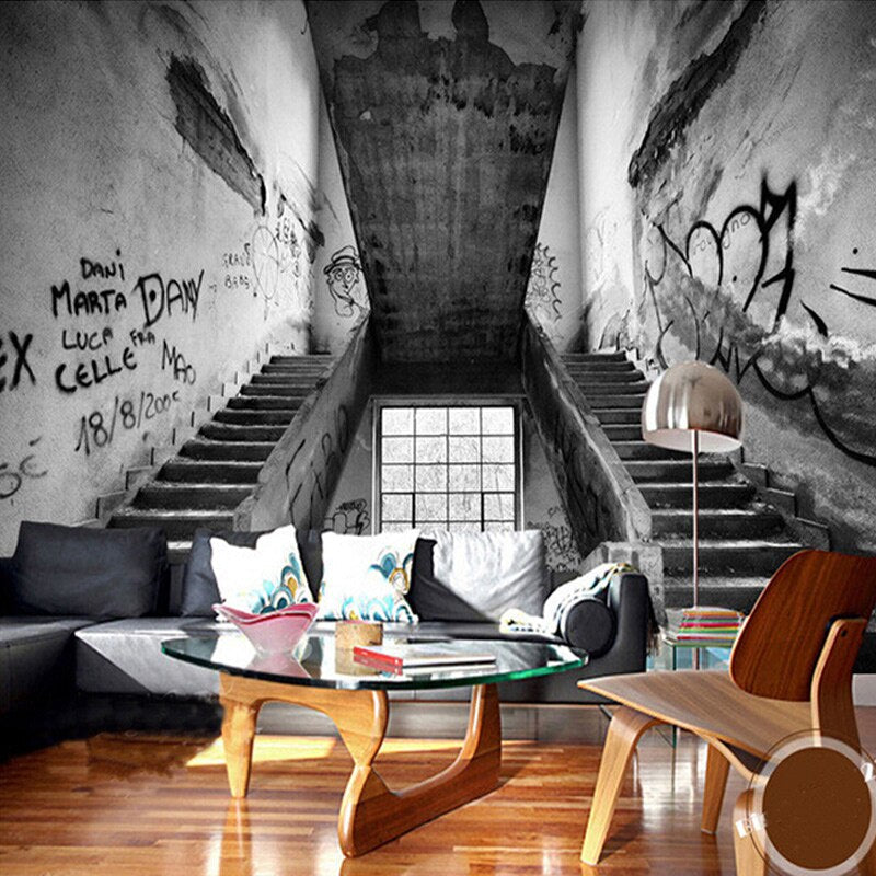 Custom Mural Wallpaper 3D Colorful Graffiti Retro Modern
