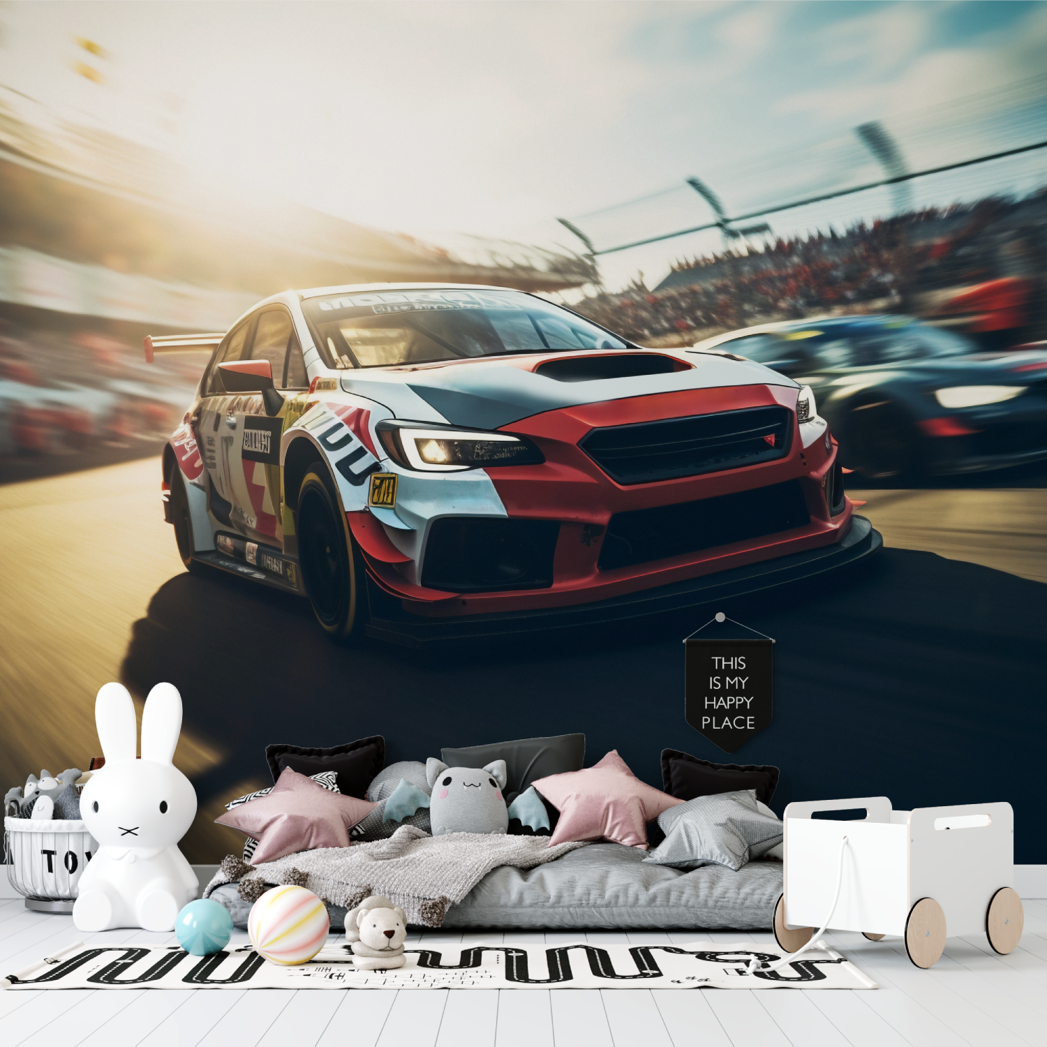 Papier peint course de voiture tapisserie garcon