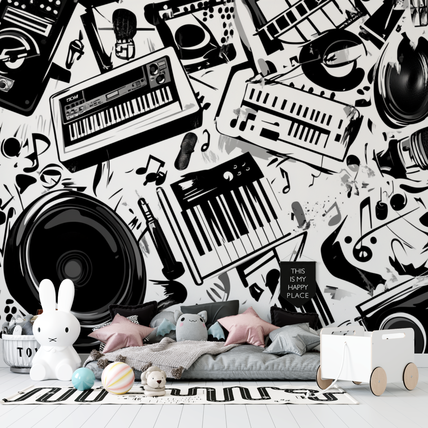 Papier peint free style noir tapisserie garcon