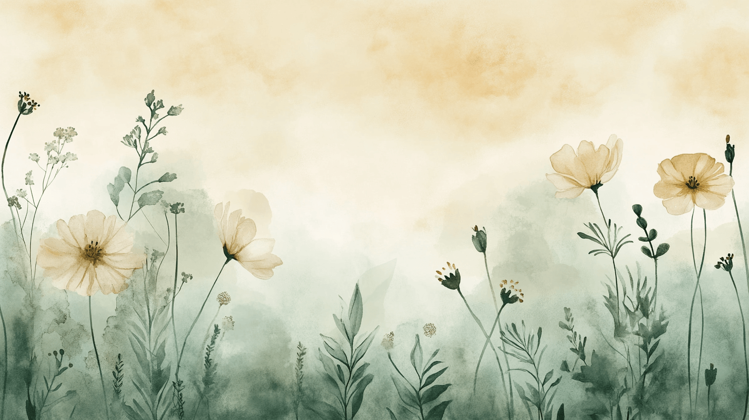 Papier Peint Aquarelle Silhouettes De Plantes Délicates