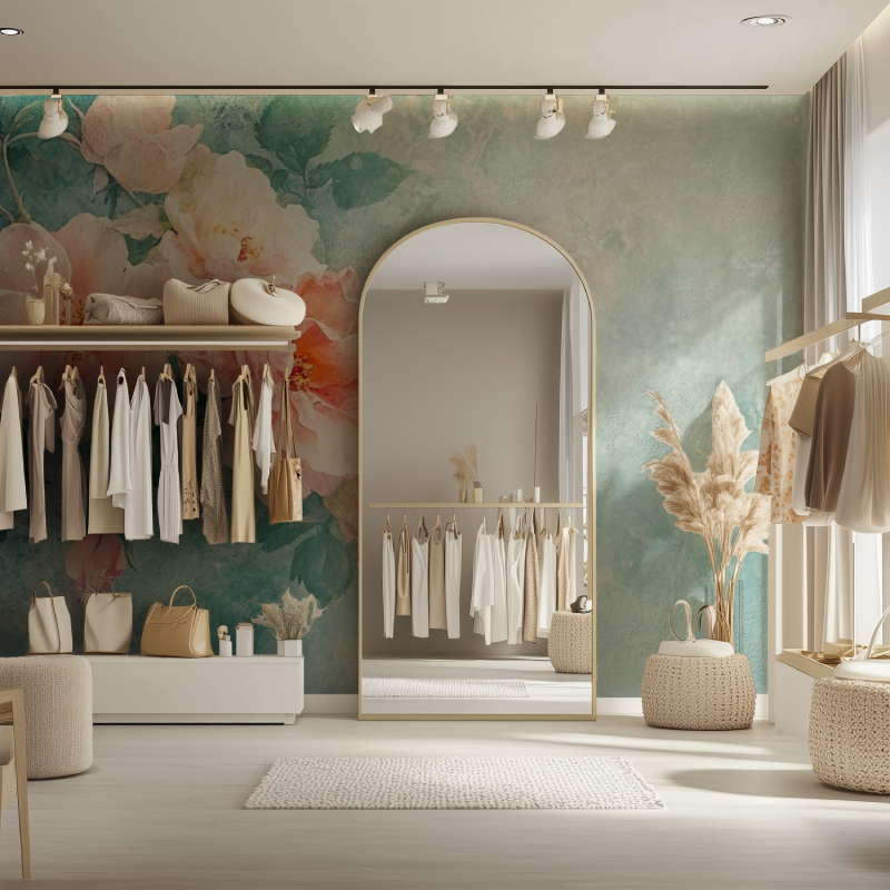 Papier peint vintage flowers dressing