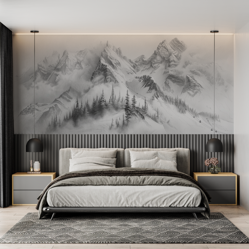 Papier peint montagne sommet de chamonix mural adulte