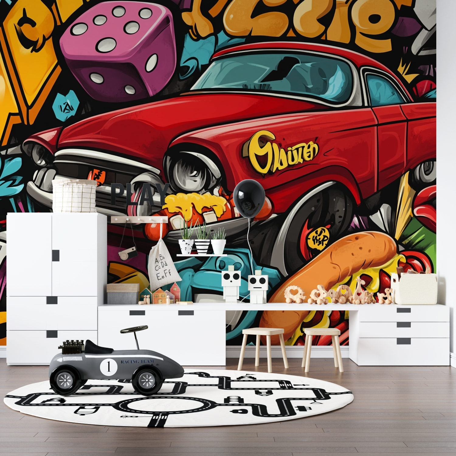 Papier peint graffiti tapisserie pano anime