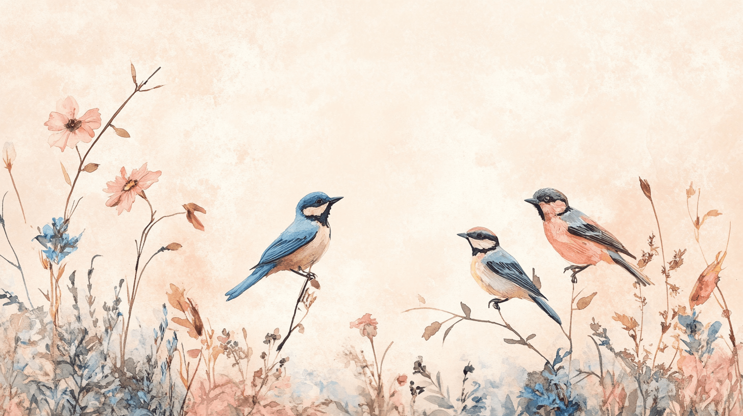Papier Peint Vintage Fleurs Oiseaux