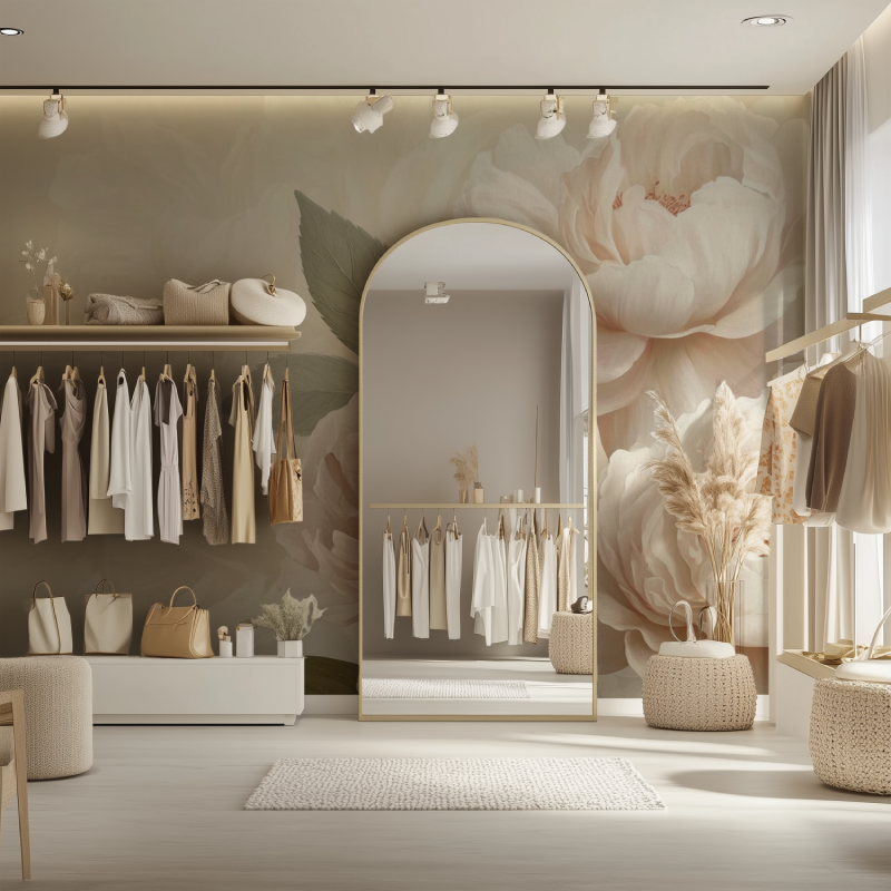 Papier peint a fleur vintage dressing