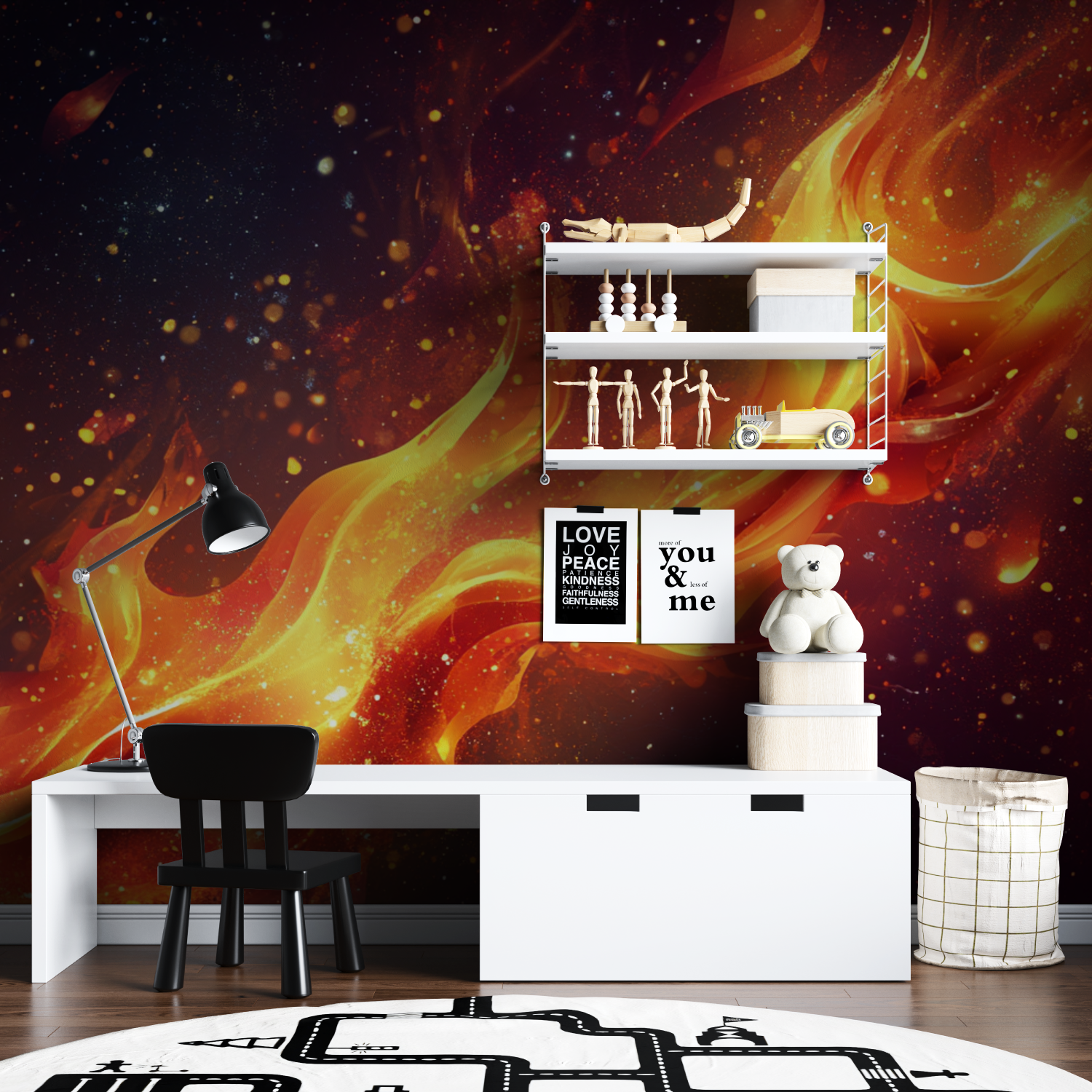 Papier peint burning comet tapisserie garcon