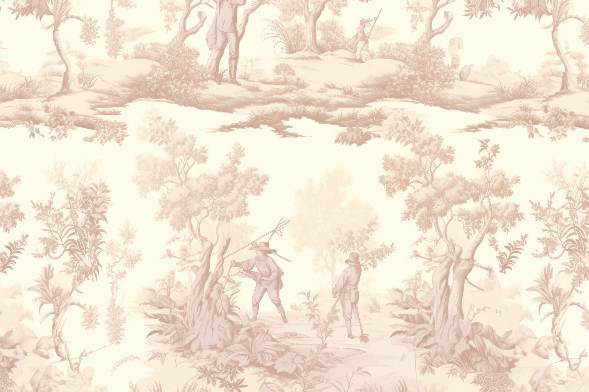 Papier Peint Toile De Jouy Beige Vintage