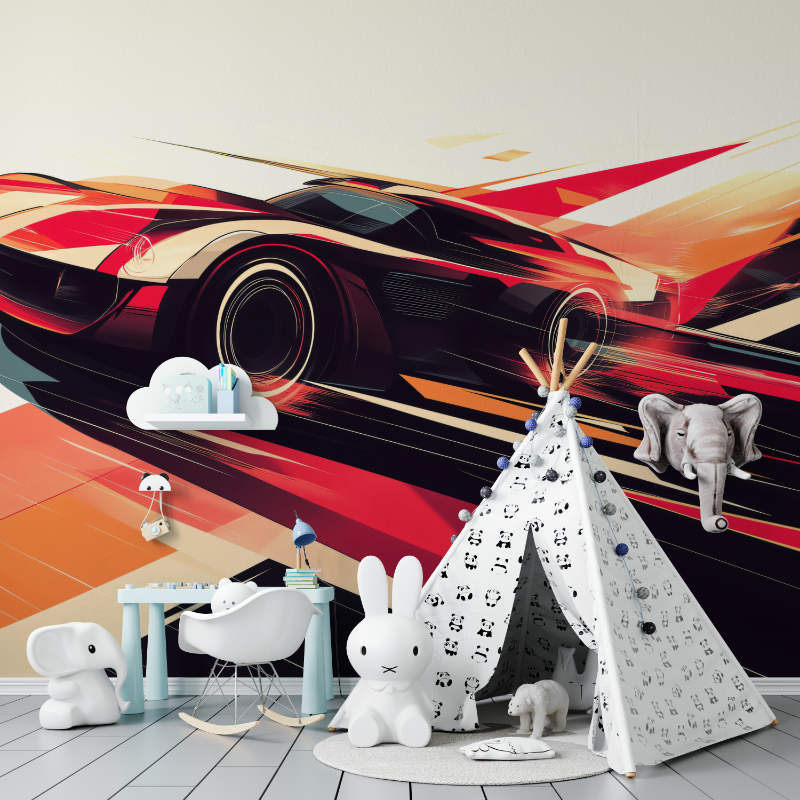 Papier peint voiture pour chambre ado tapisserie murs