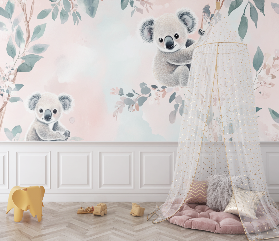 Papier peint koala et ambiance doudou bebe