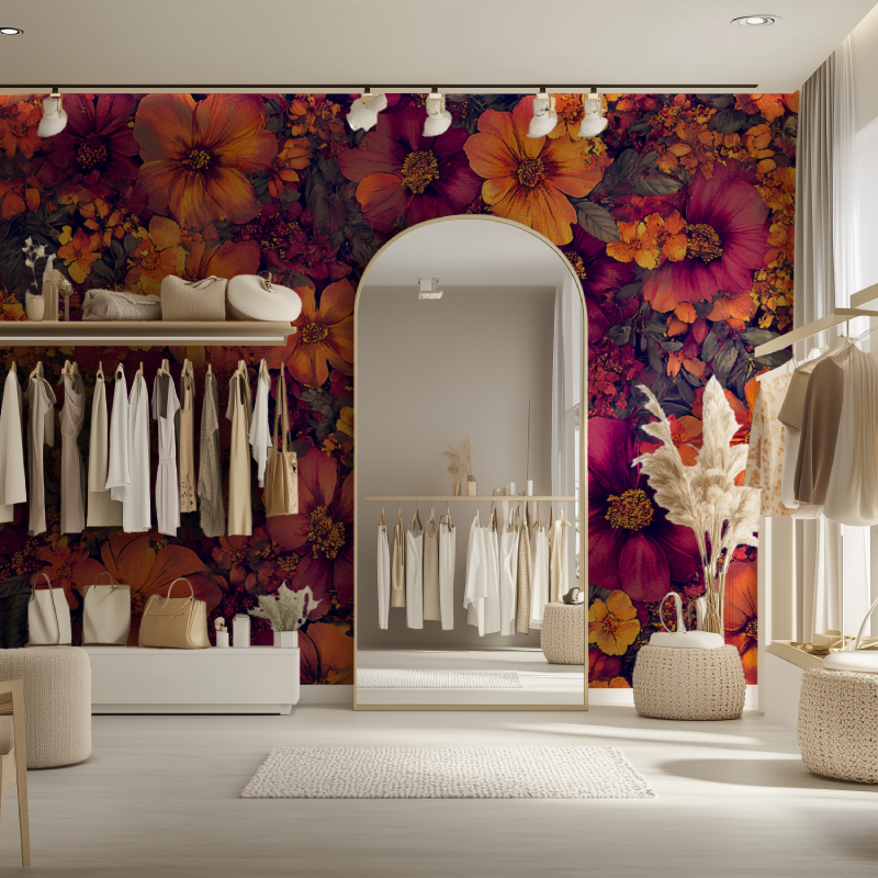 Papier peint fleur lyberty dressing