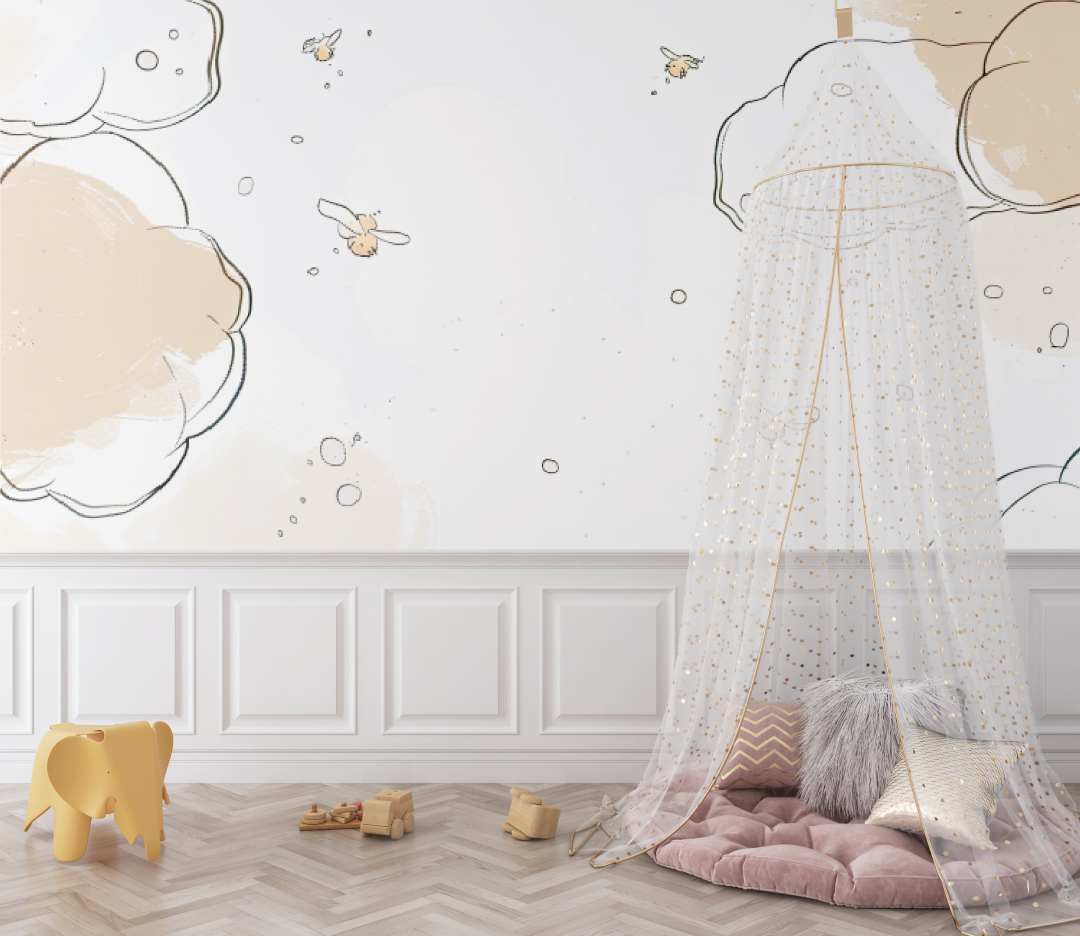 Papier peint Nuages unisexe pour bébé - bebe