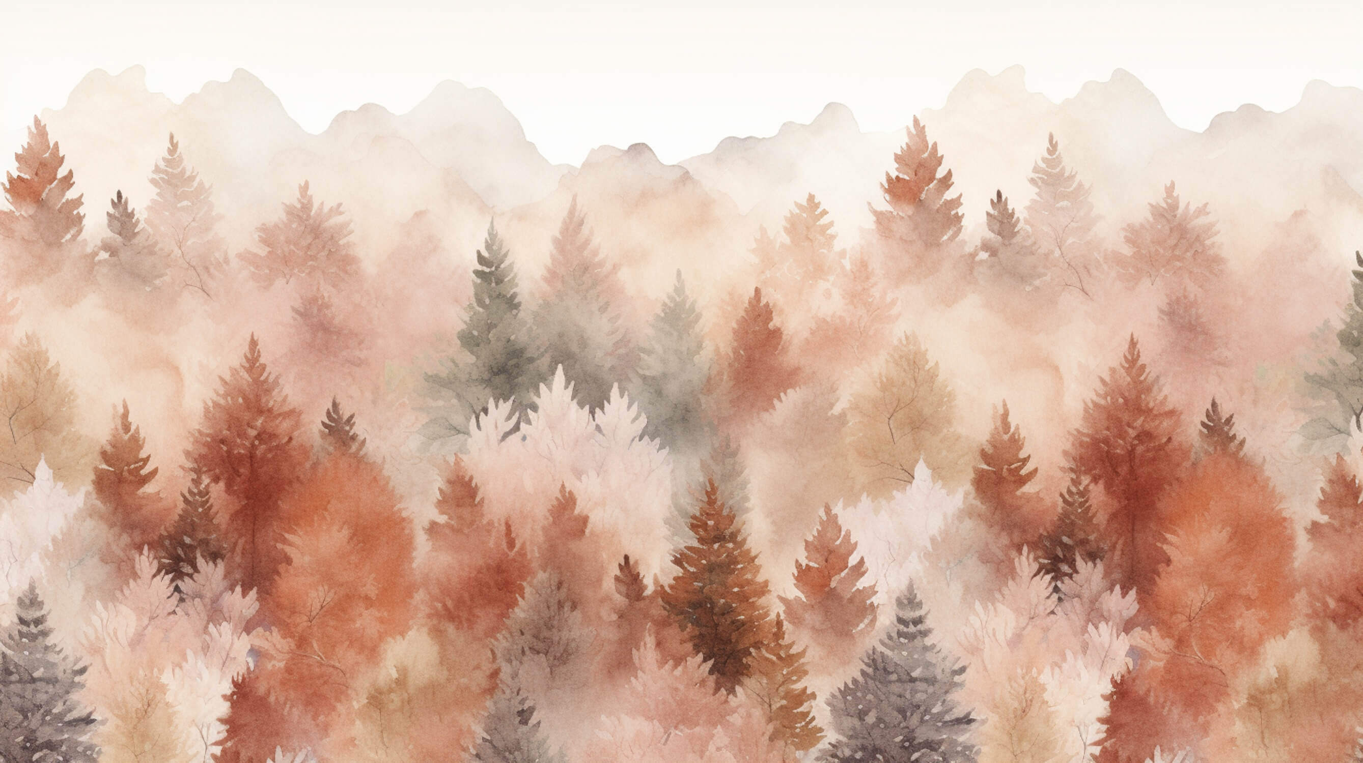 Papier Peint Aquarelle Foret Tendance
