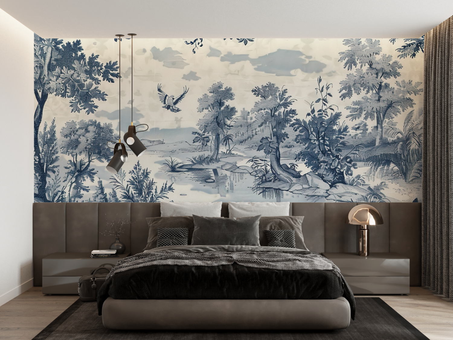Papier Peint Toile De Jouy Pour Chambre - panoramique-mur