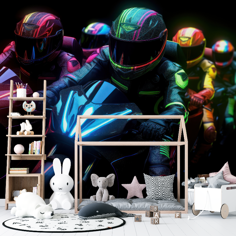 Papier peint pilote motocross led 12