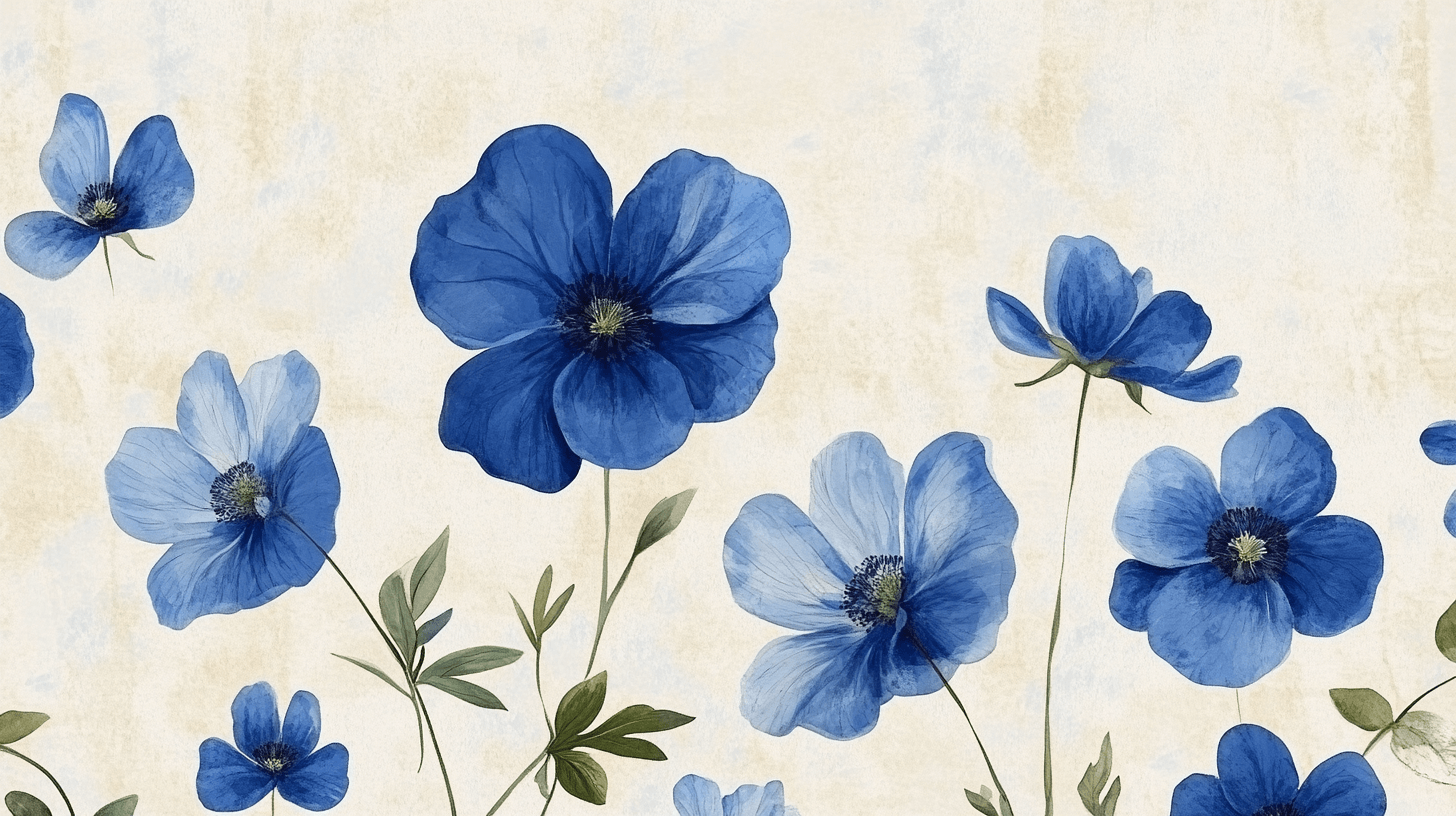 Papier Peint Vintage Fleur Bleue