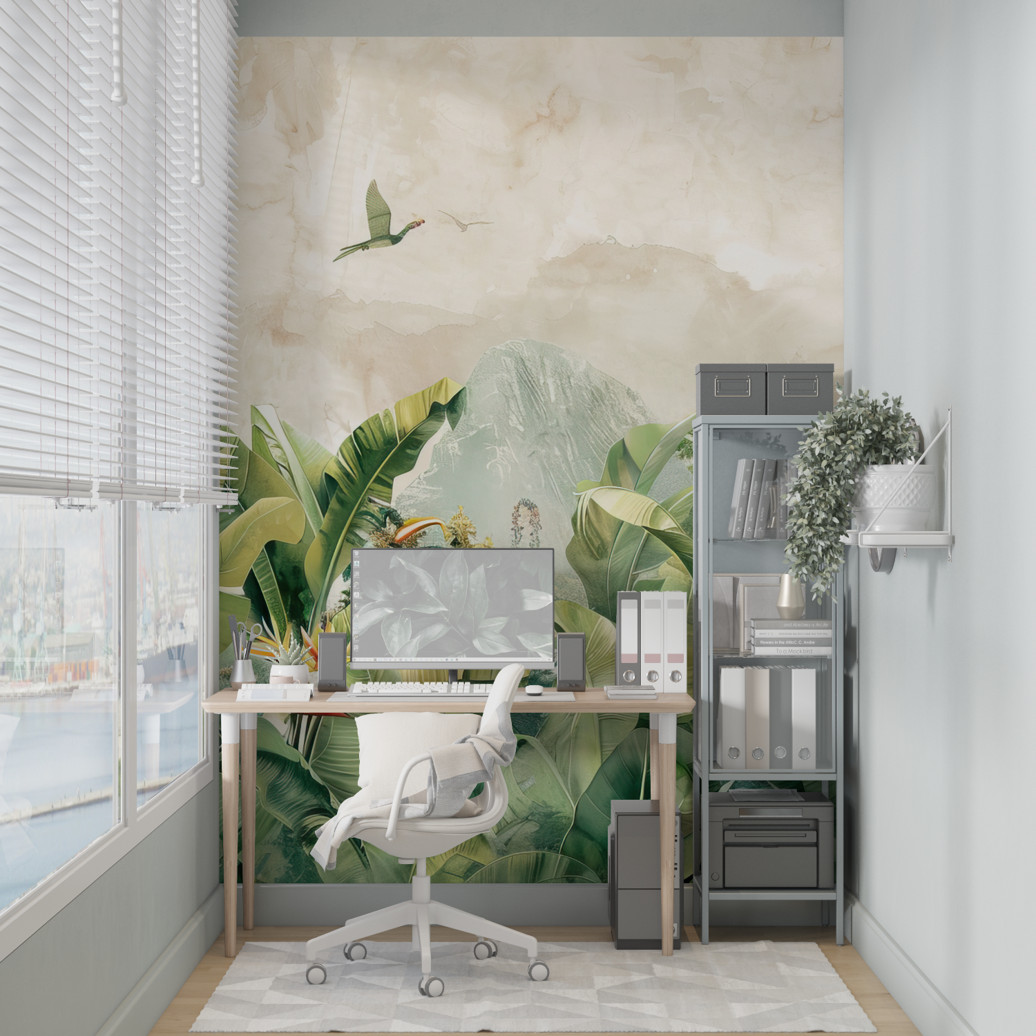 Papier peint aquarelle ambiance tropicale merlin leroy