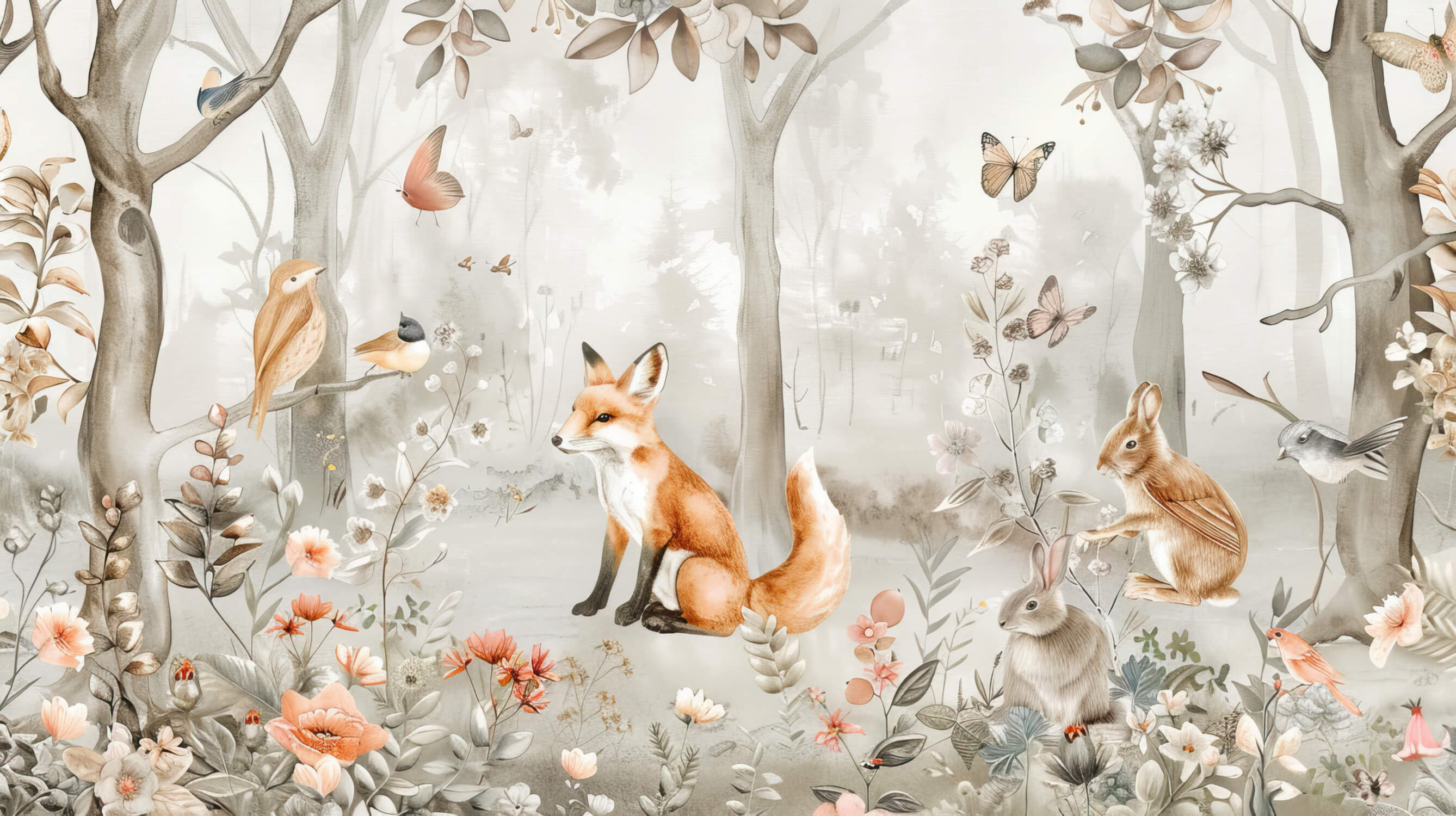 Papier Peint Renard Forêt