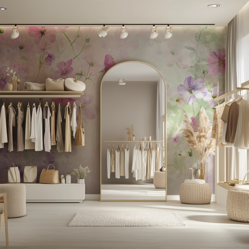 Papier peint fleur bebe fille dressing