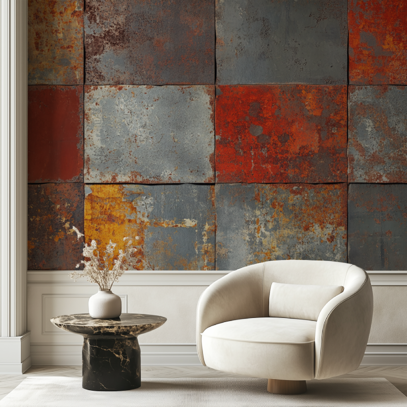 Papier peint vintage industriel chaise tendance