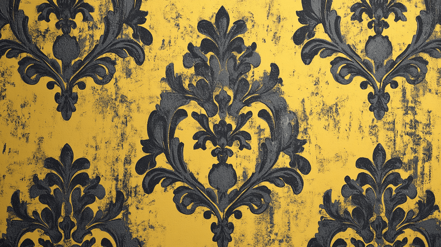 Papier Peint Vintage Jaune Et Noir