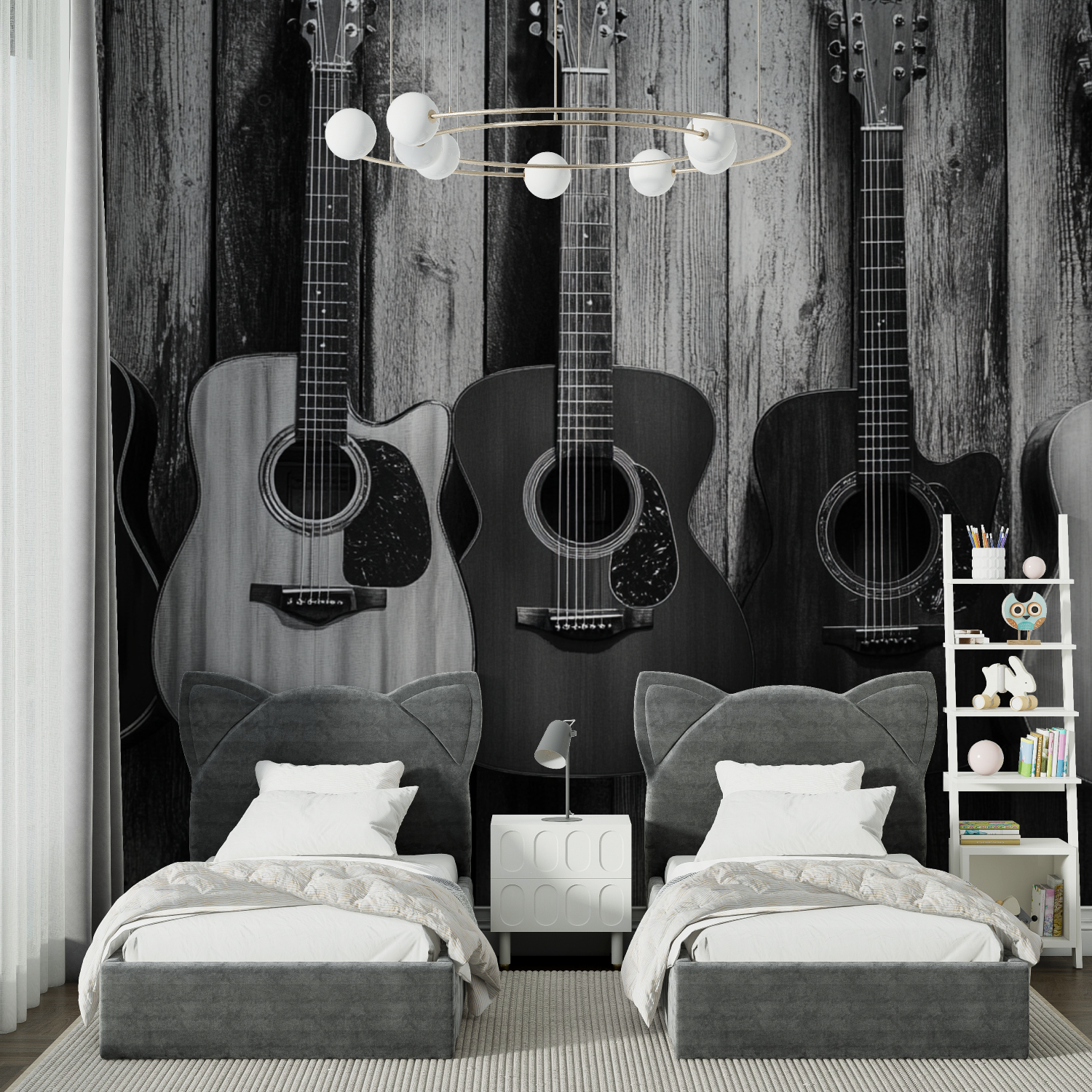 Papier peint guitare noir et blanc chambre spiderman