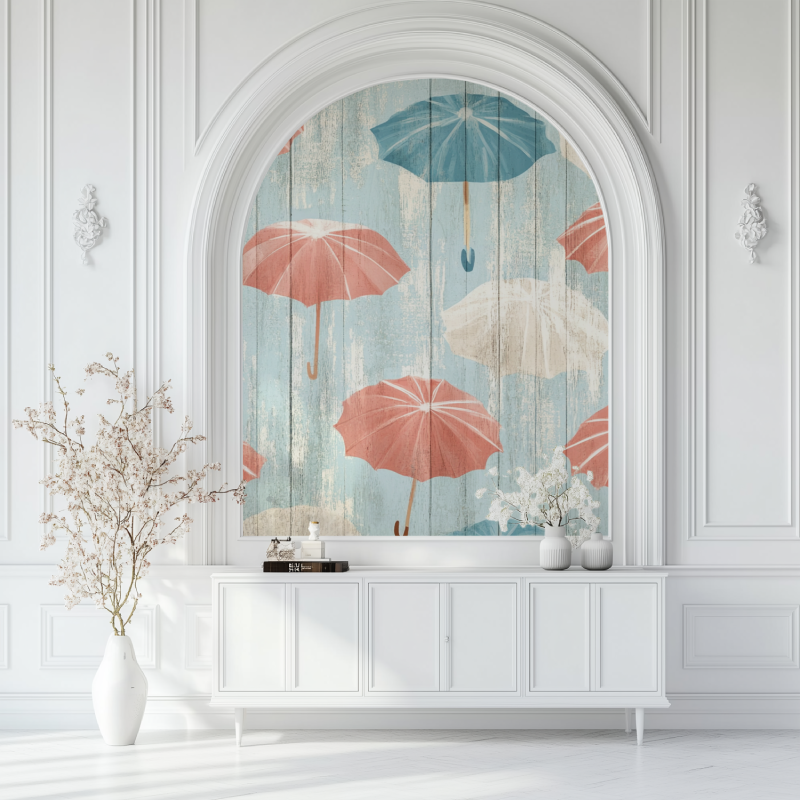 Papier peint vintage deauville salon blanc