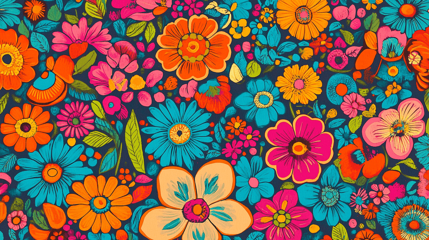 Papier Peint Fleur Vintage Hippi